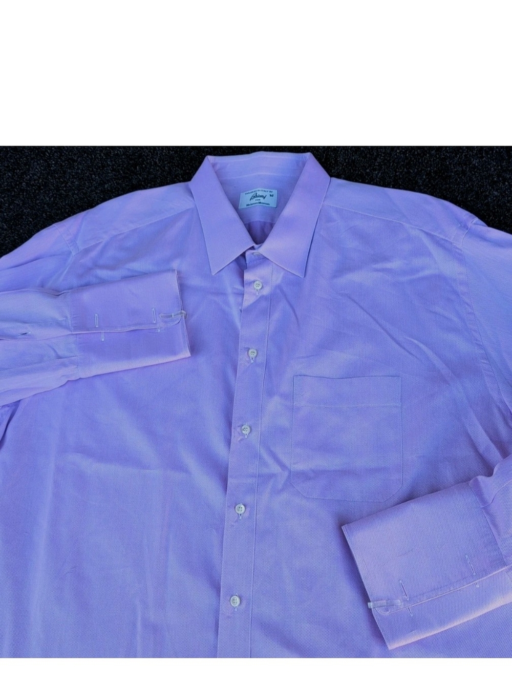 Brioni Neiman Marcus Dress Shirt Mens 49 19.5 Purple Textured French Cuffs Italy